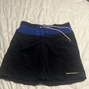 Tommy Hilfiger Black and Blue Swim Shorts vintage
